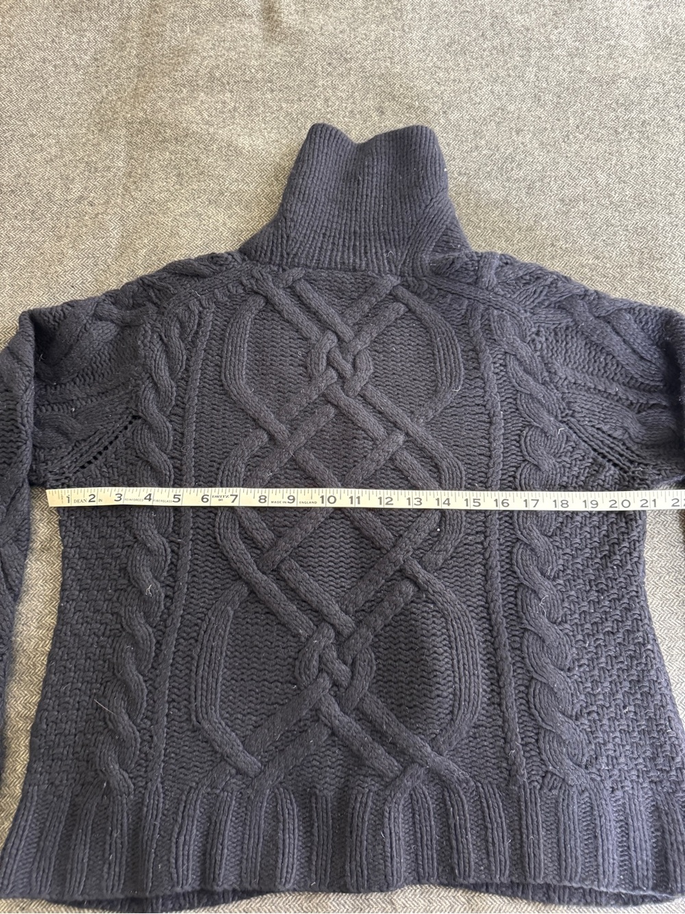 J. Crew Cable Knit Shawl Collar Button-Front Sweater Navy - Picture 5 of 6